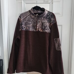 Huntworth Men’s 2XLT Brown Camo Quarter Zip Fleece Big Tall Hunting